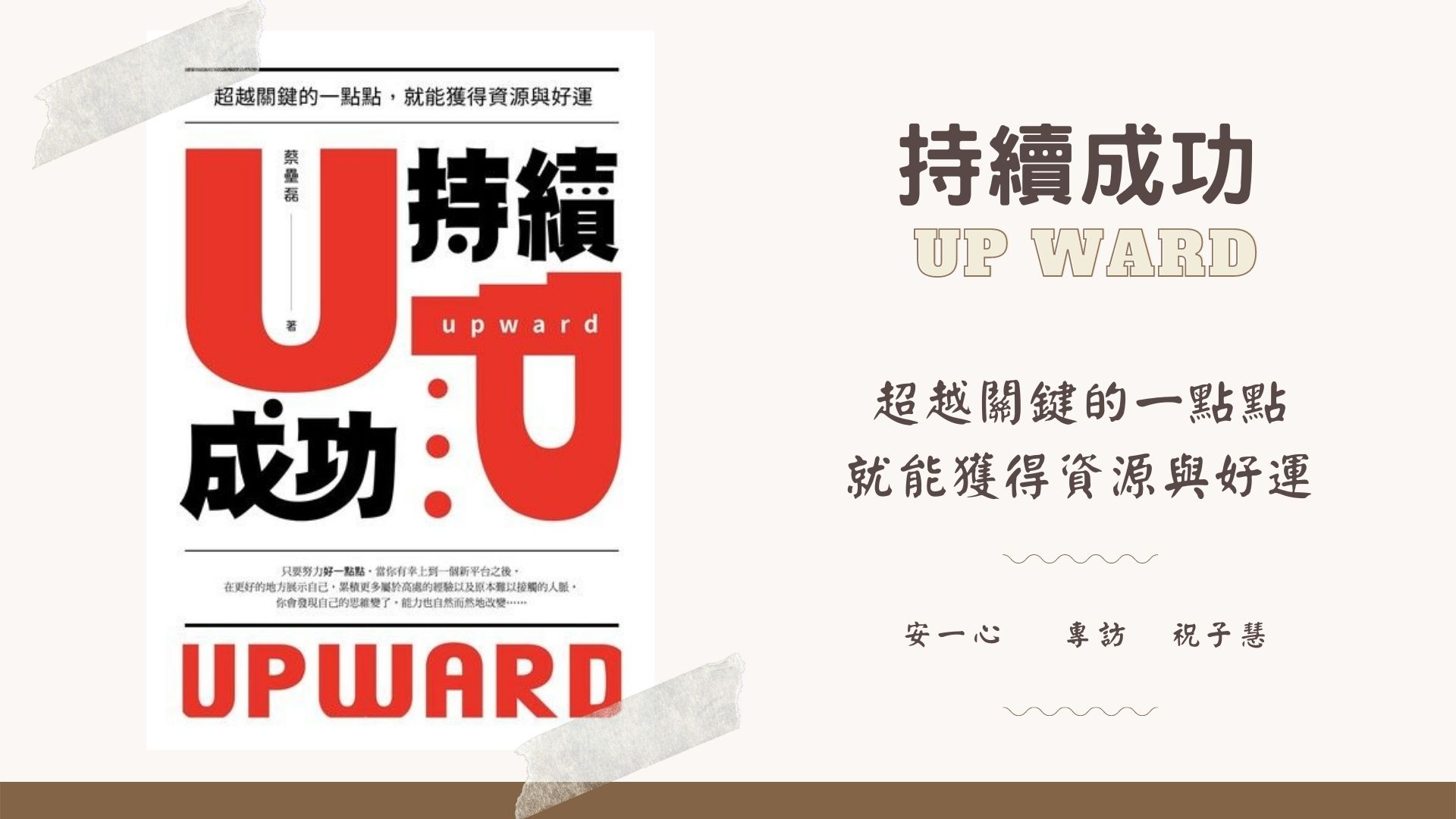 【心悅幸福樂-持續成功:超越關鍵的一點點，就能獲得資源與好運】安一心 訪談 祝子慧